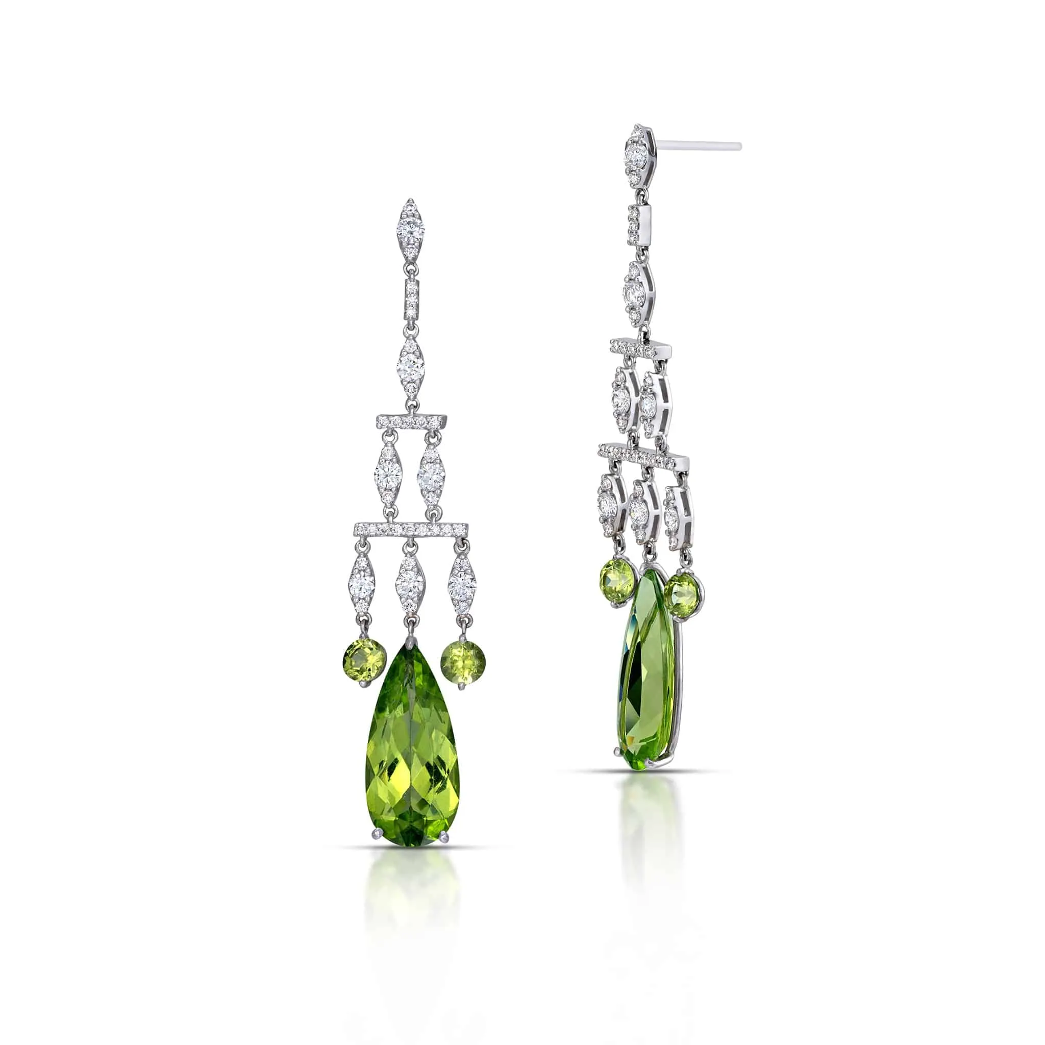 12.43 Carat Peridot and Diamond Earrings