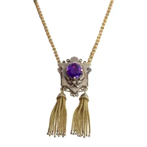 14k Yellow Gold Amethyst Necklace