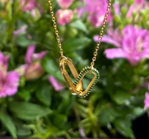18ct Gold Plated Green Cubic Zirconia Interlinked Necklace