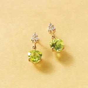 18K/10K Trilliant Peridot Earrings (Yellow Gold)