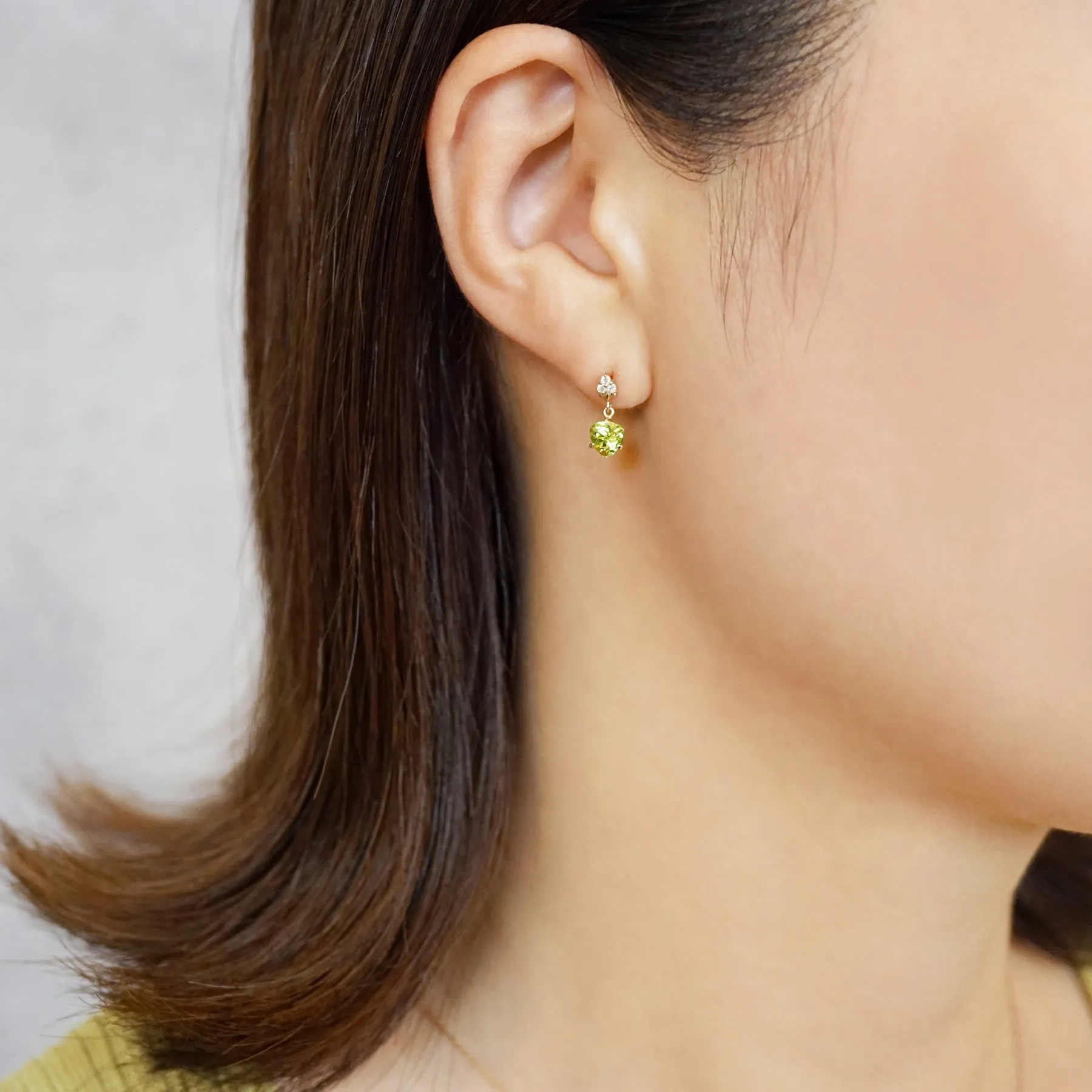 18K/10K Trilliant Peridot Earrings (Yellow Gold)