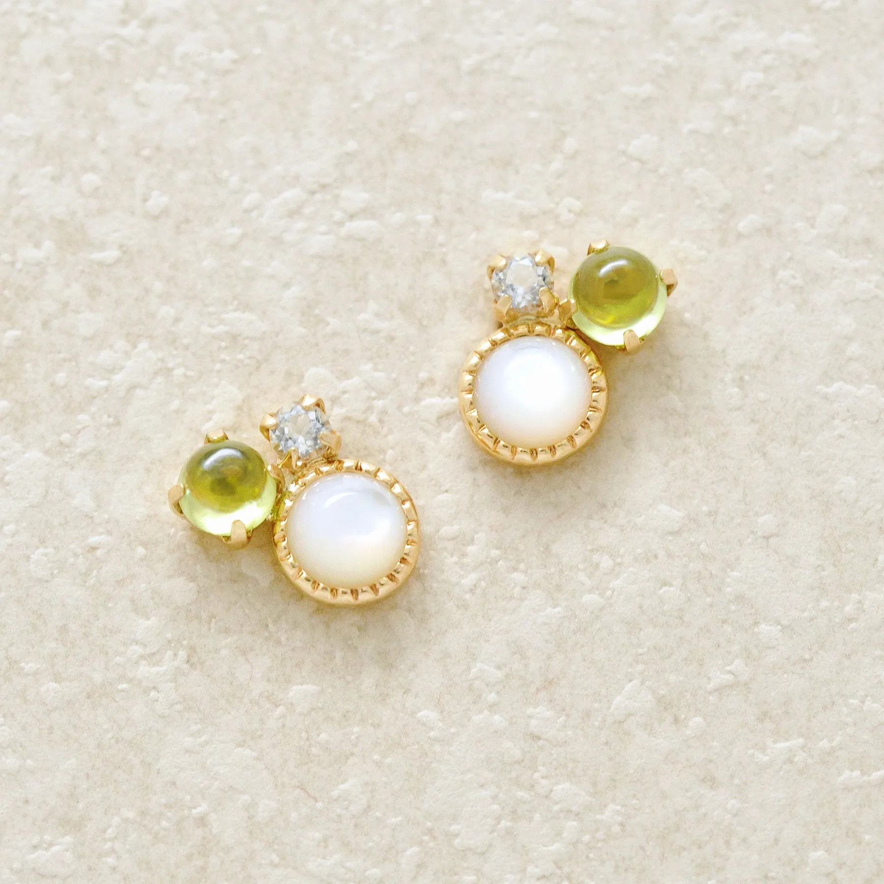 18K/10K Yellow Gold Peridot Stud Earrings
