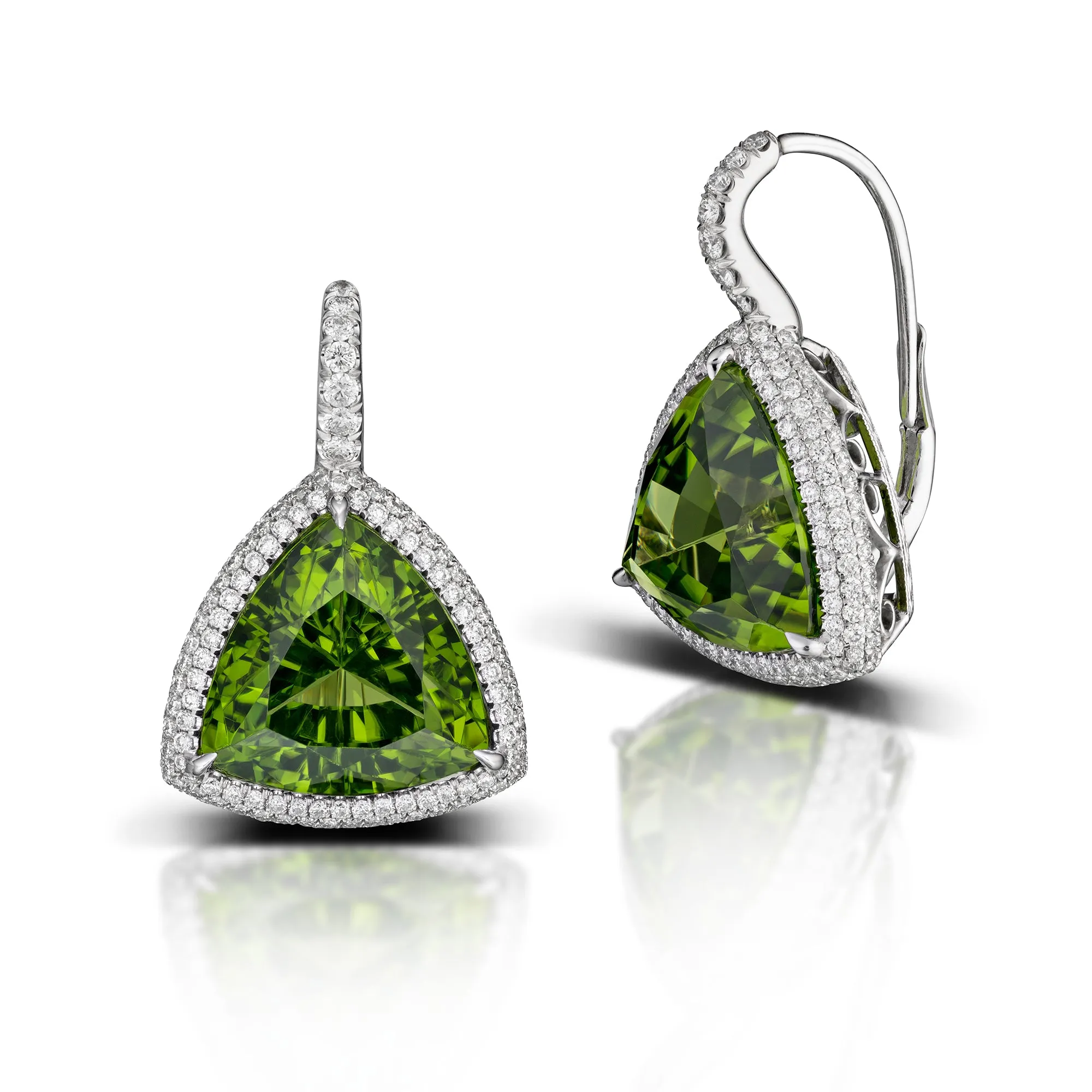 20.11 Carat Peridot and Diamond Earrings