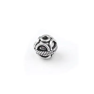 8mm Antique Silver Plated Bali Style Ornate Round Beads (10 Pieces)