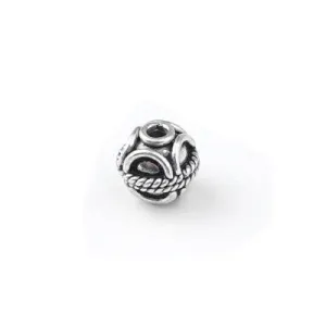 8mm Antique Silver Plated Bali Style Ornate Round Beads (10 Pieces)