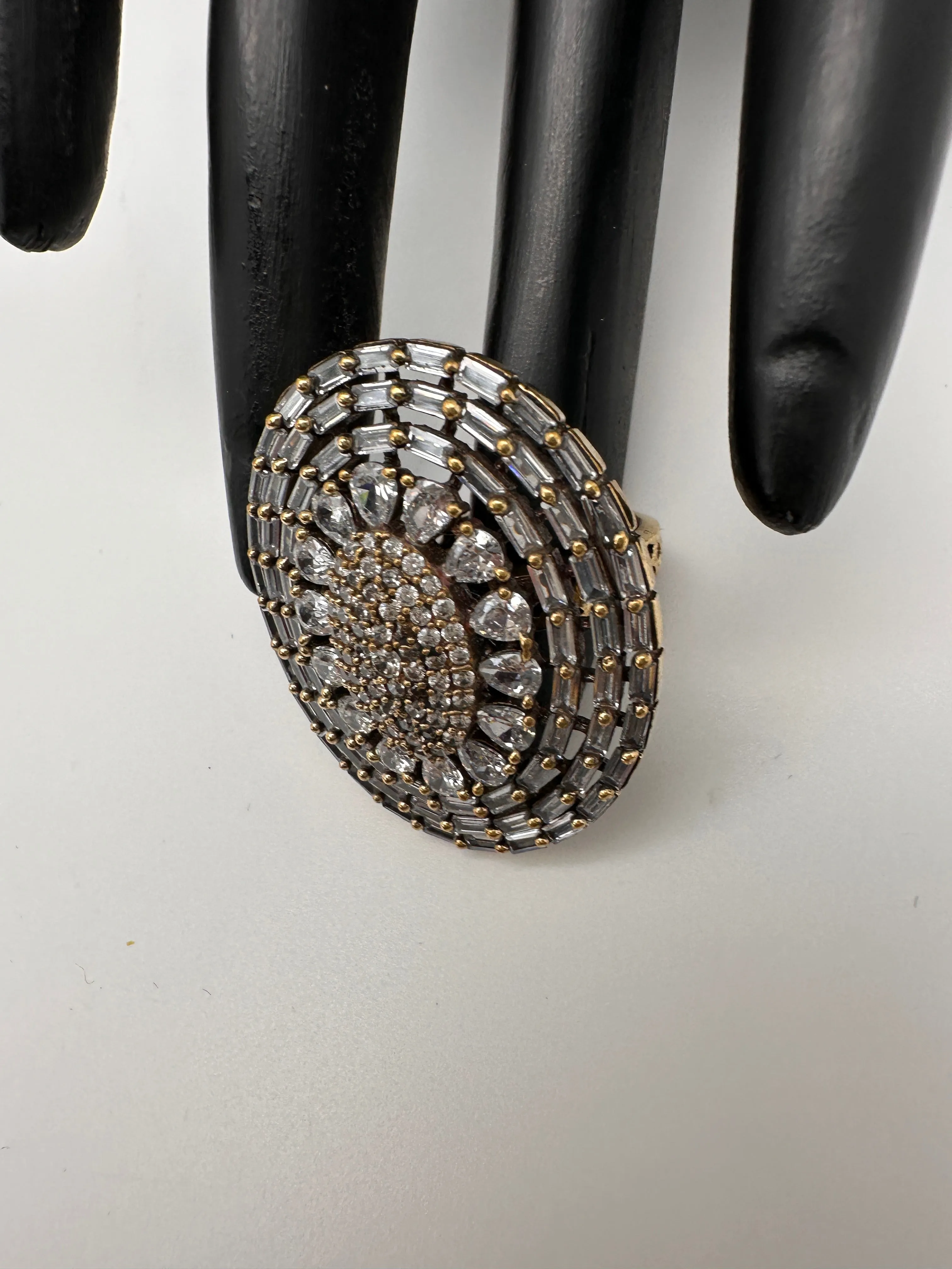AD Clear Stone Victorian Adjustable Cocktail lRing