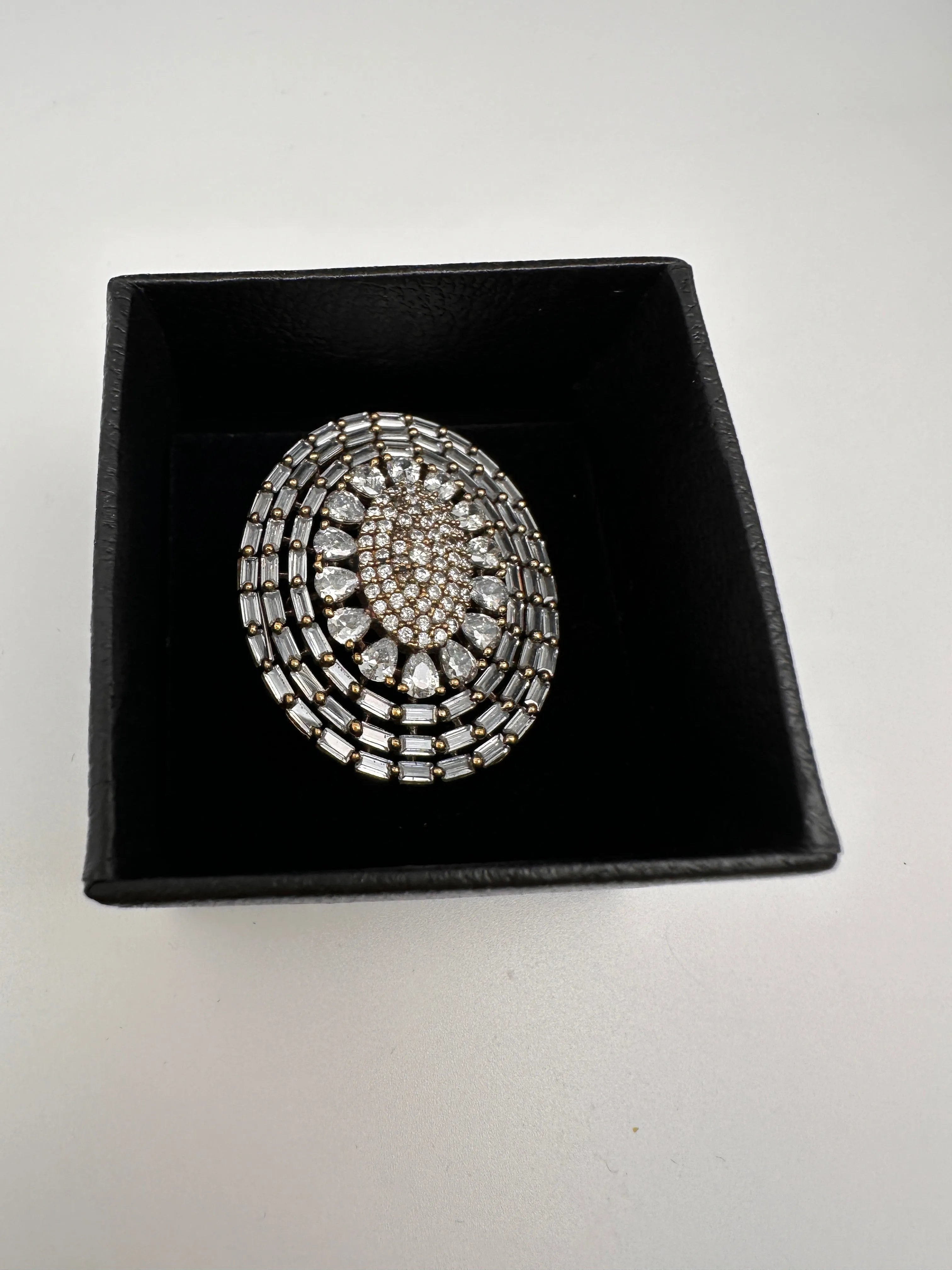 AD Clear Stone Victorian Adjustable Cocktail lRing