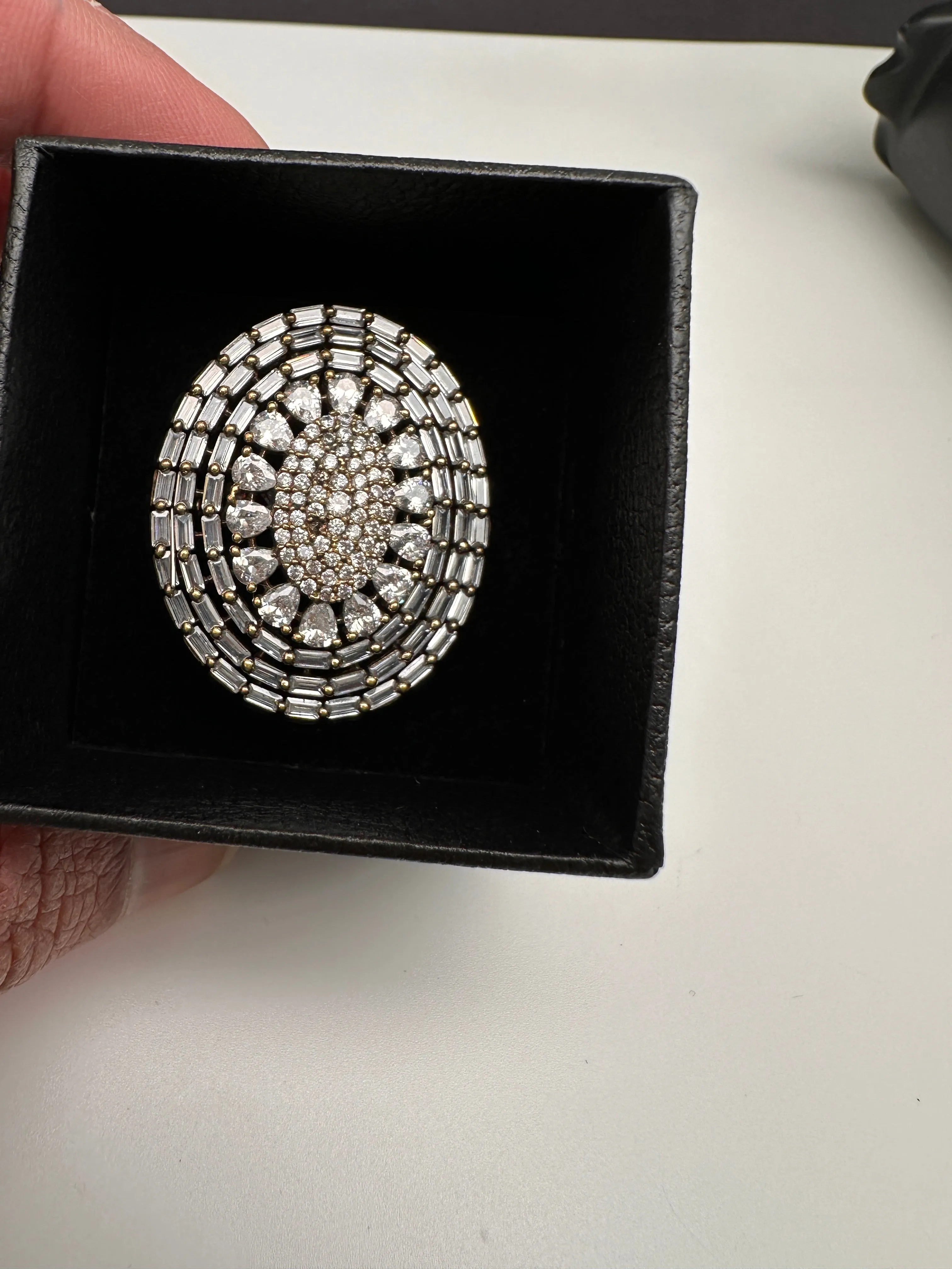 AD Clear Stone Victorian Adjustable Cocktail lRing