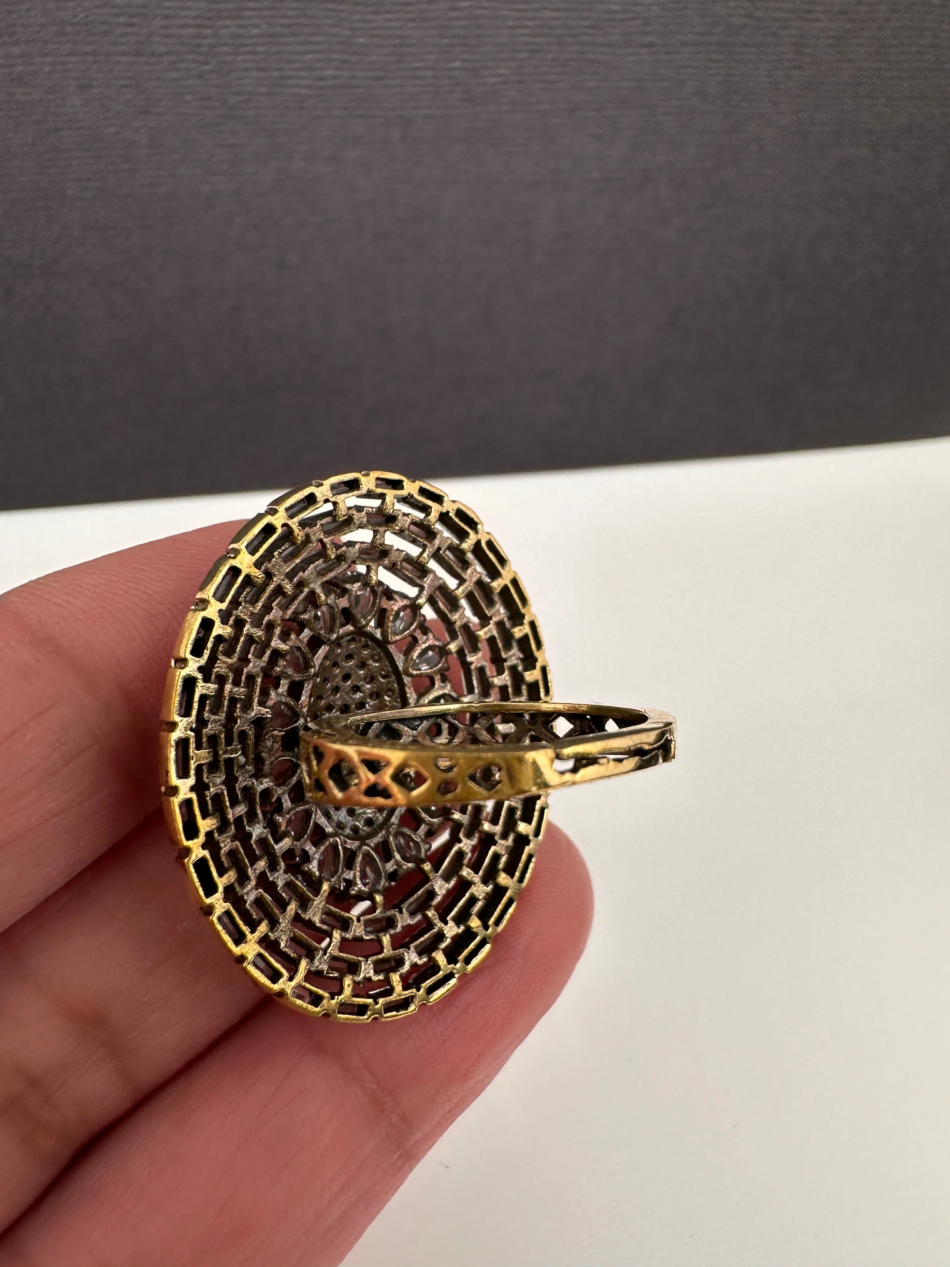 AD Clear Stone Victorian Adjustable Cocktail lRing