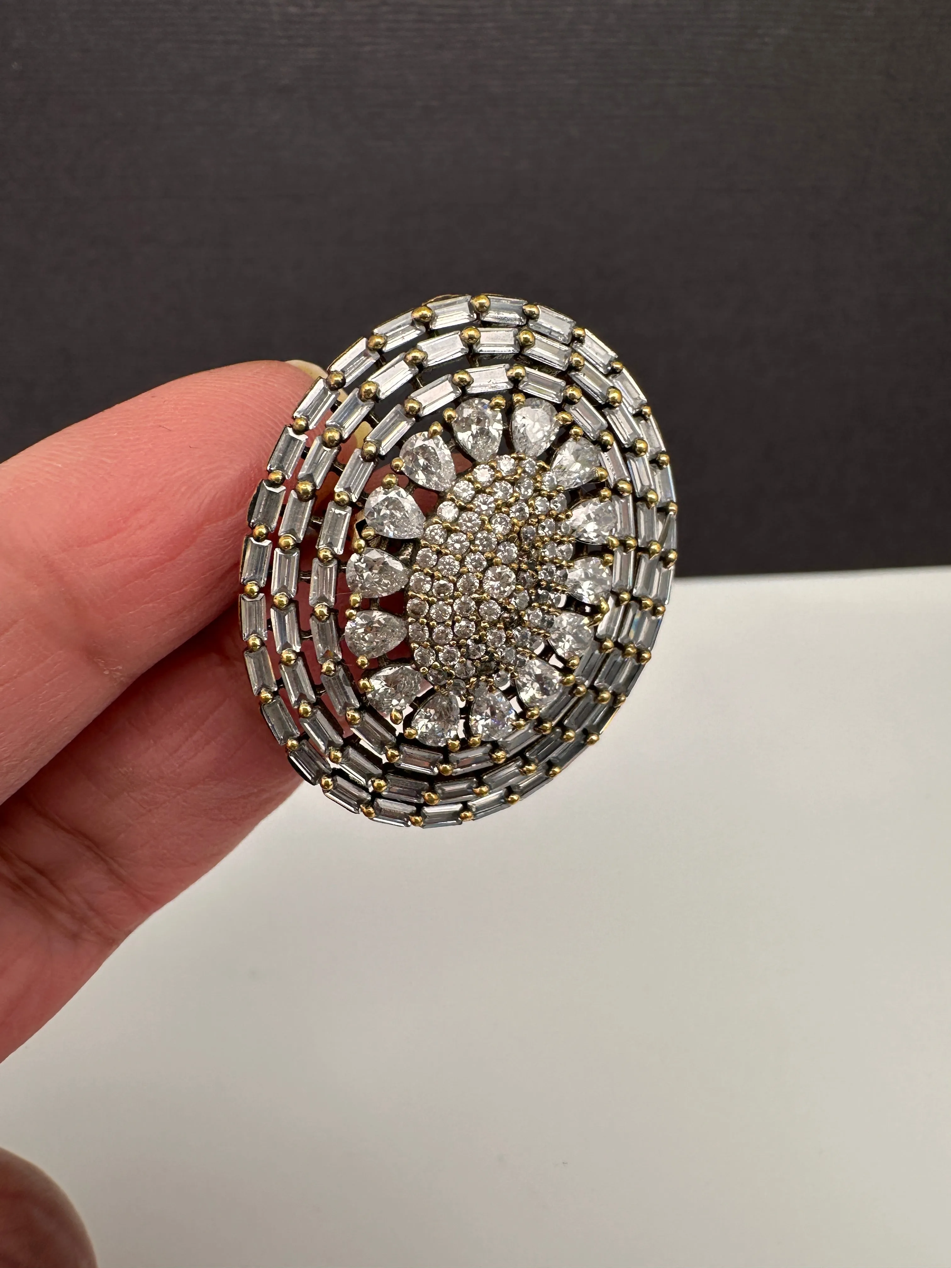 AD Clear Stone Victorian Adjustable Cocktail lRing