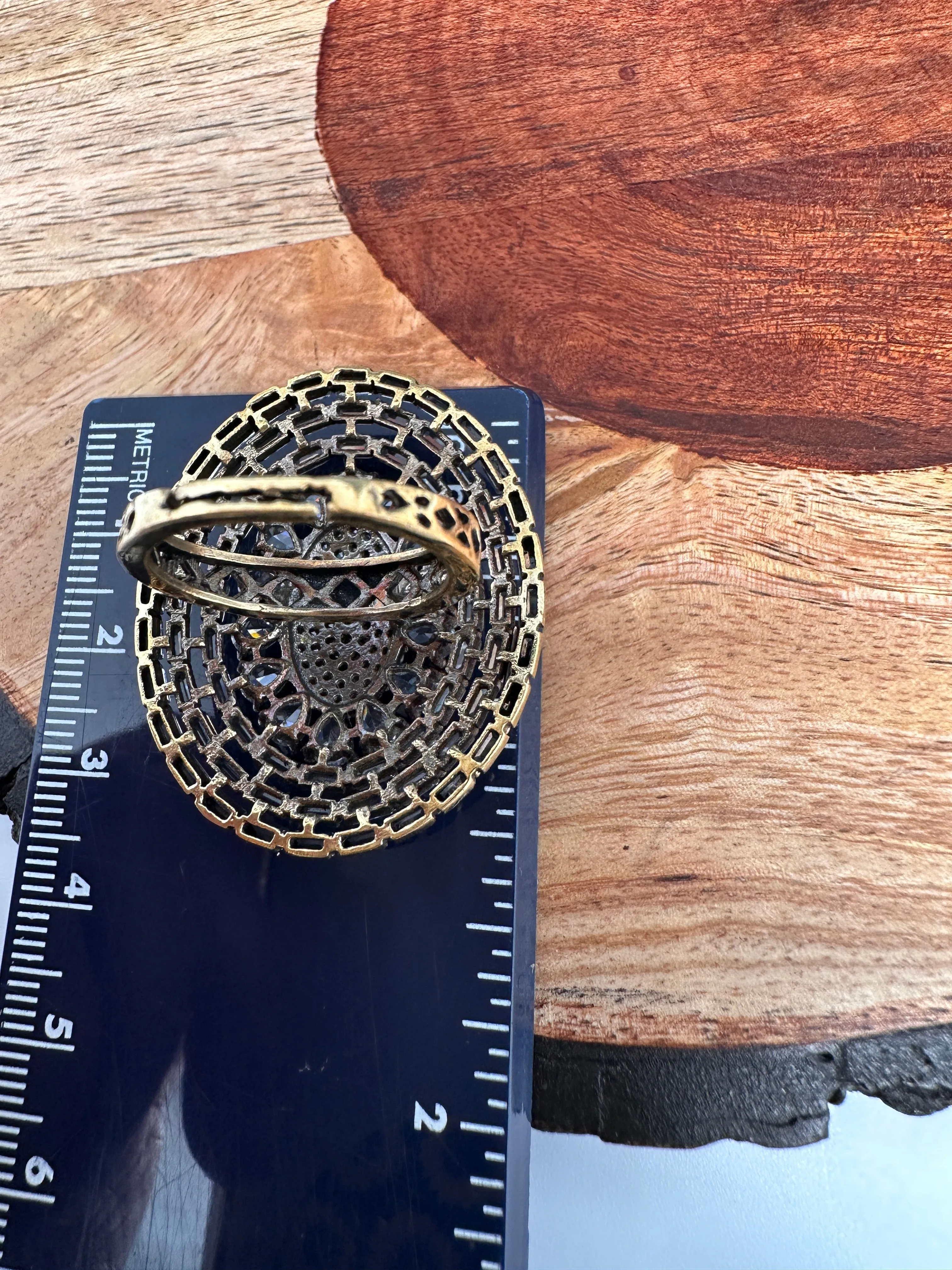 AD Clear Stone Victorian Adjustable Cocktail lRing