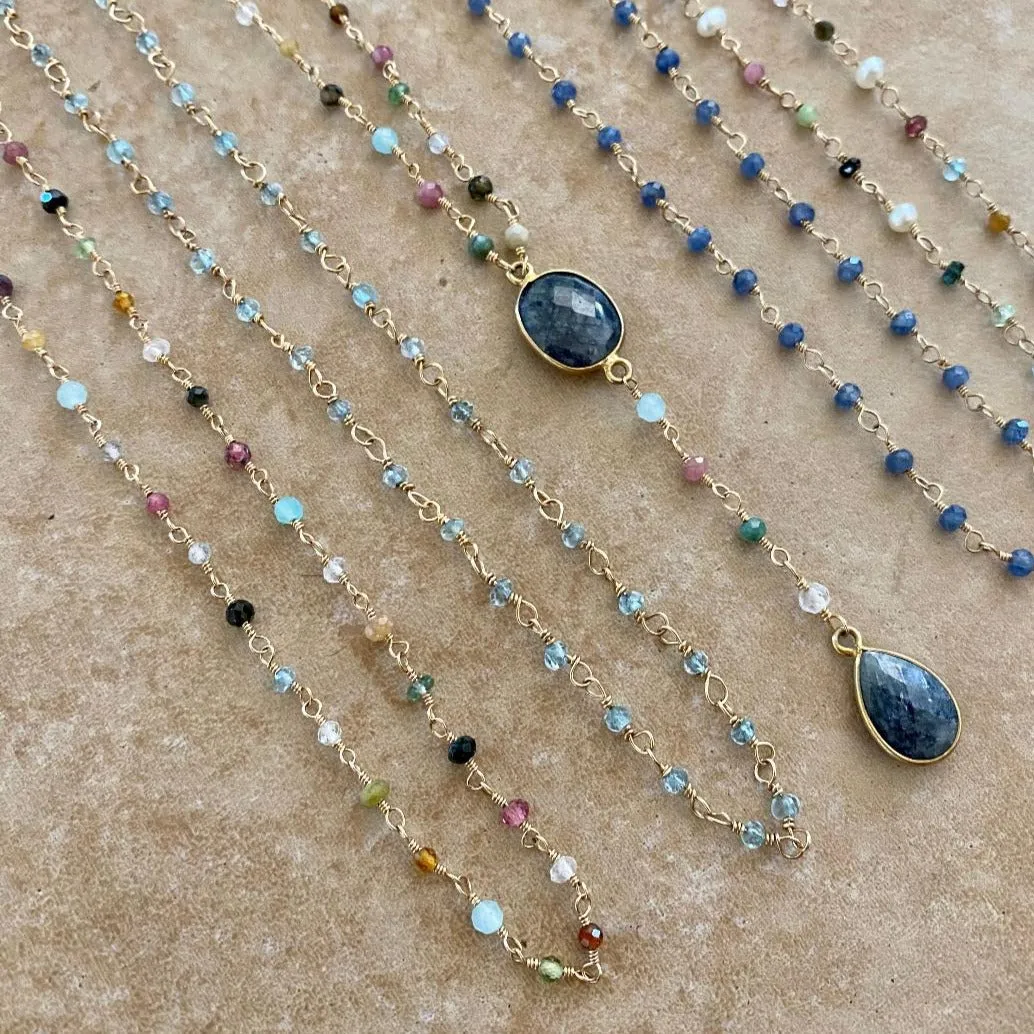 Aquamarine Beads Necklace - Monaco
