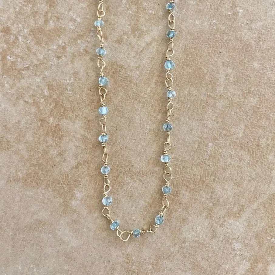 Aquamarine Beads Necklace - Monaco