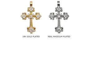 CB2051 Ornate Cubic Zirconia Cross Pendant 27mmx42.5mm