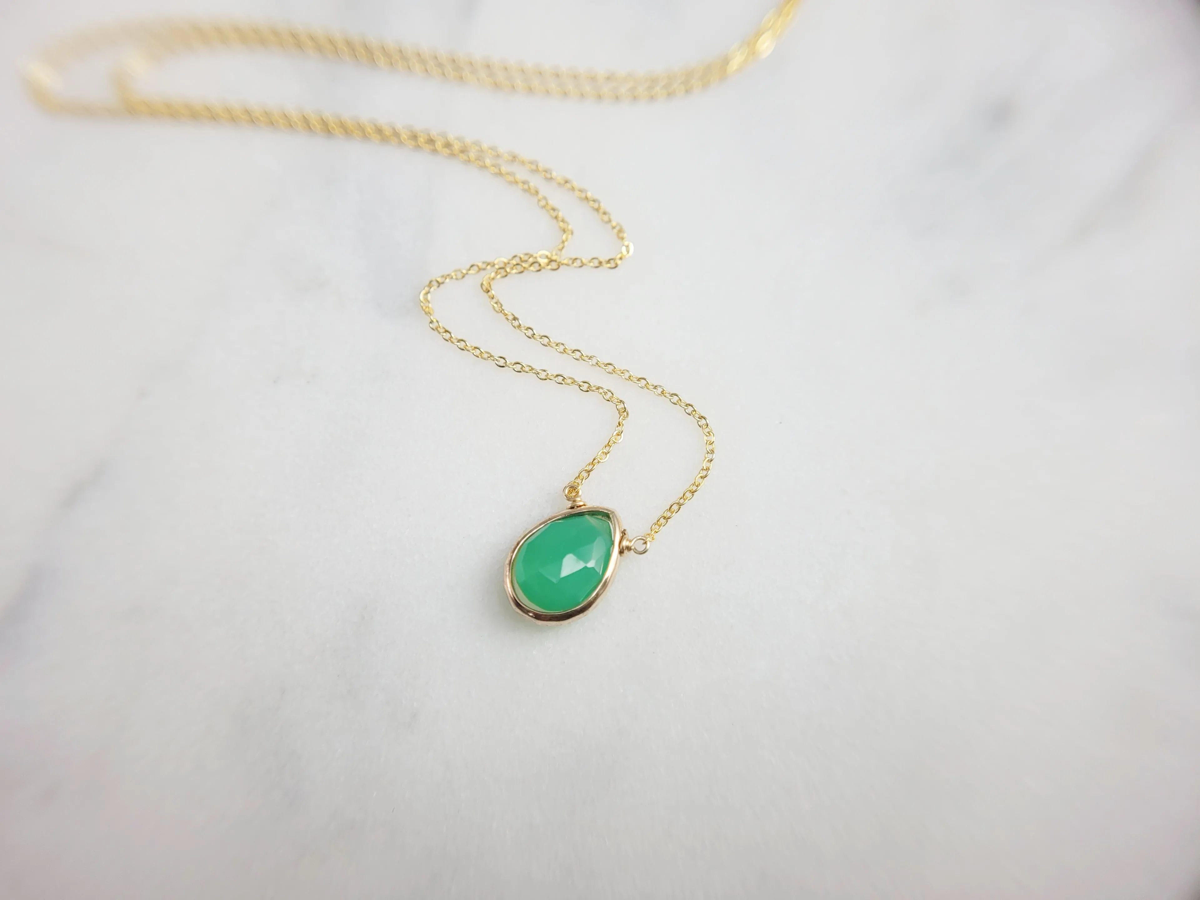Chrysoprase Pear Briolette Necklace