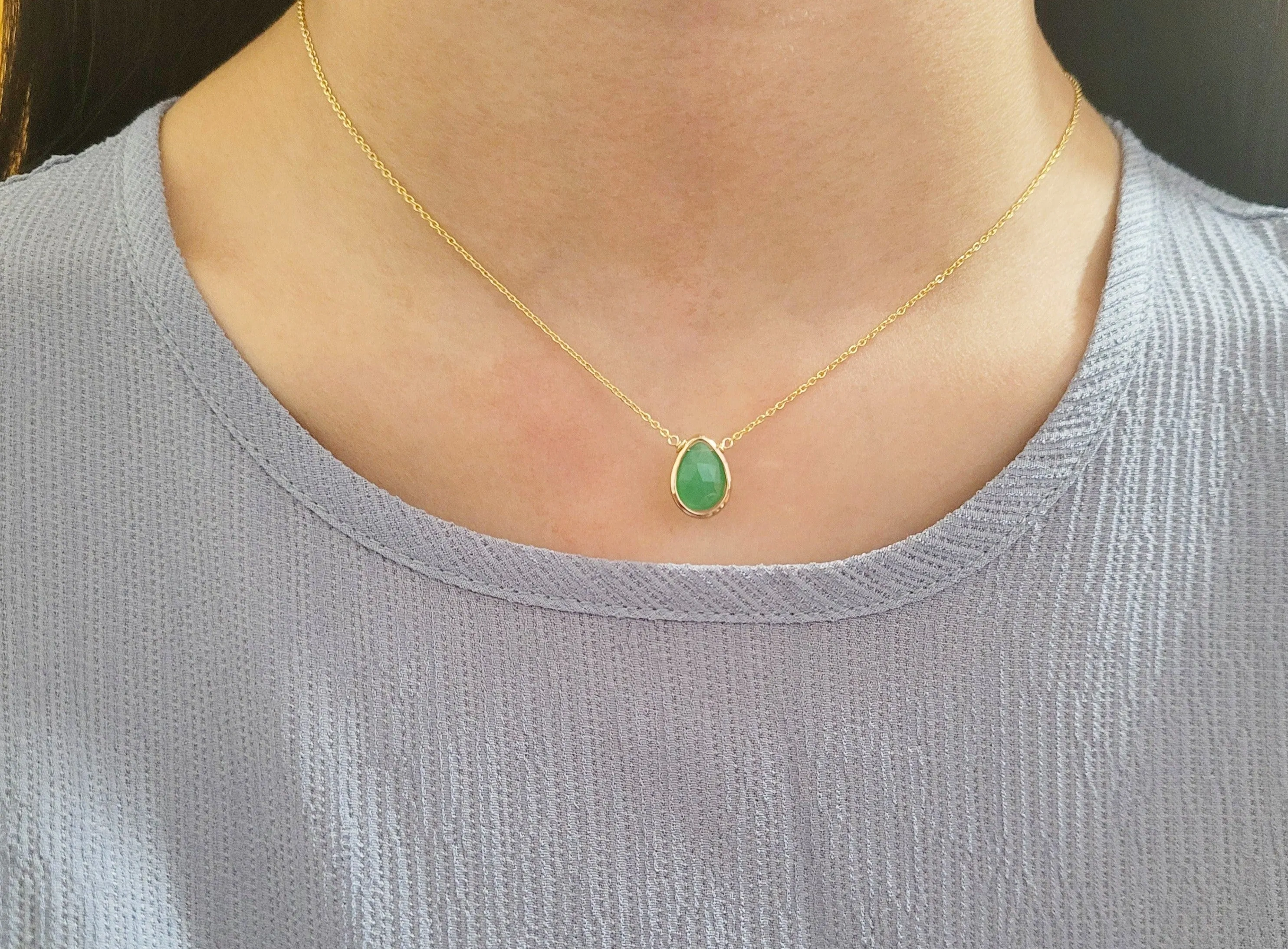 Chrysoprase Pear Briolette Necklace