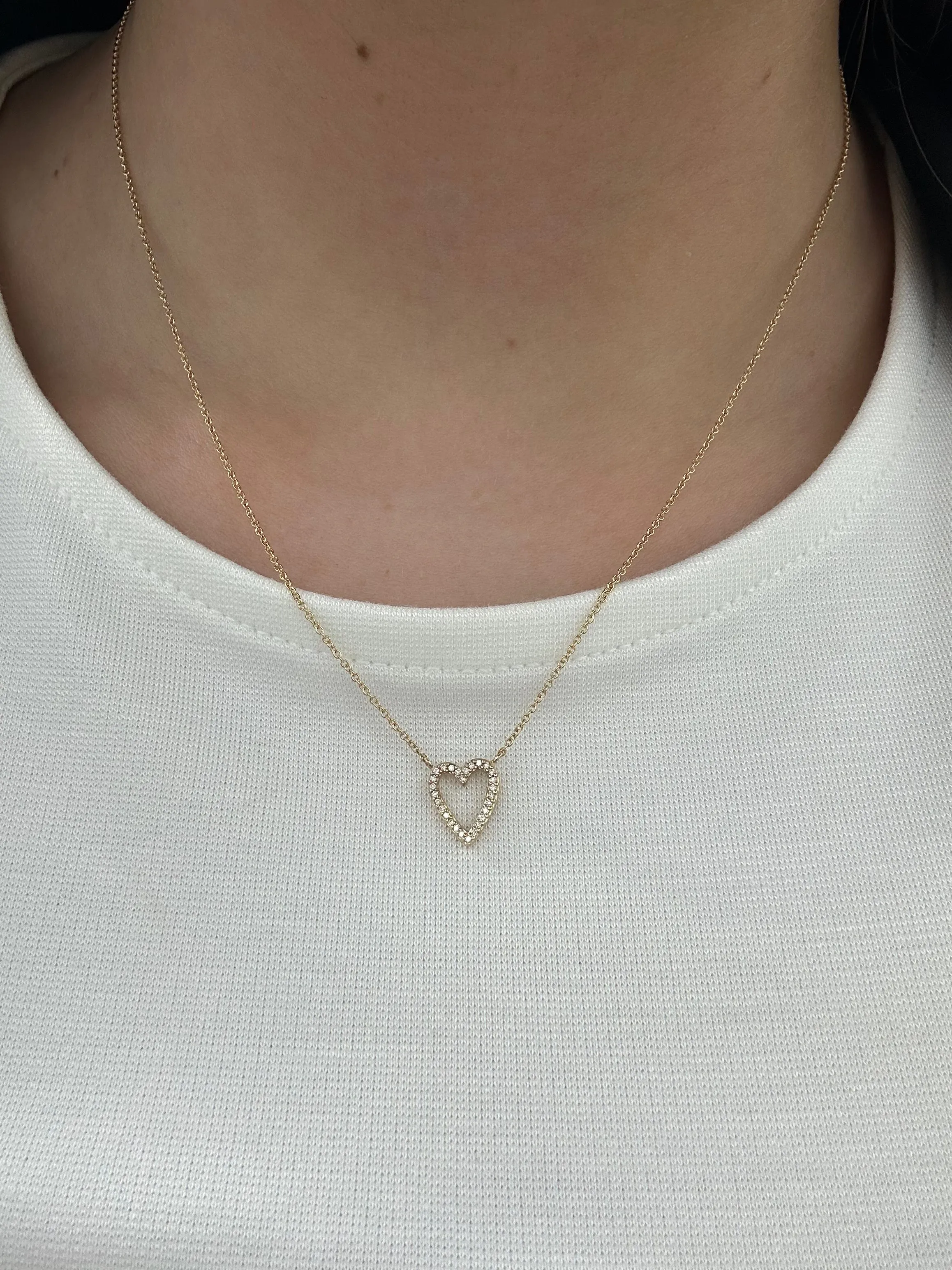 Diamond Pave Open Heart Necklace