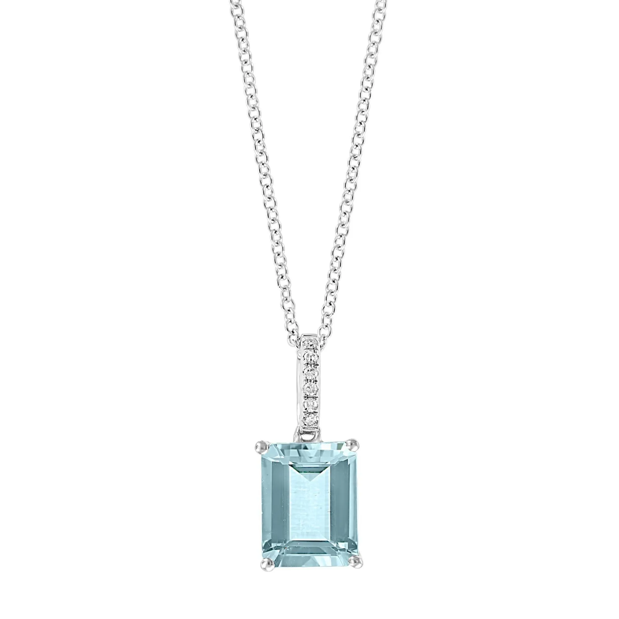 Effy White Gold Aquamarine and Diamond Accent Pendant