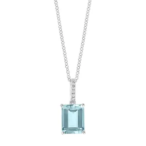Effy White Gold Aquamarine and Diamond Accent Pendant