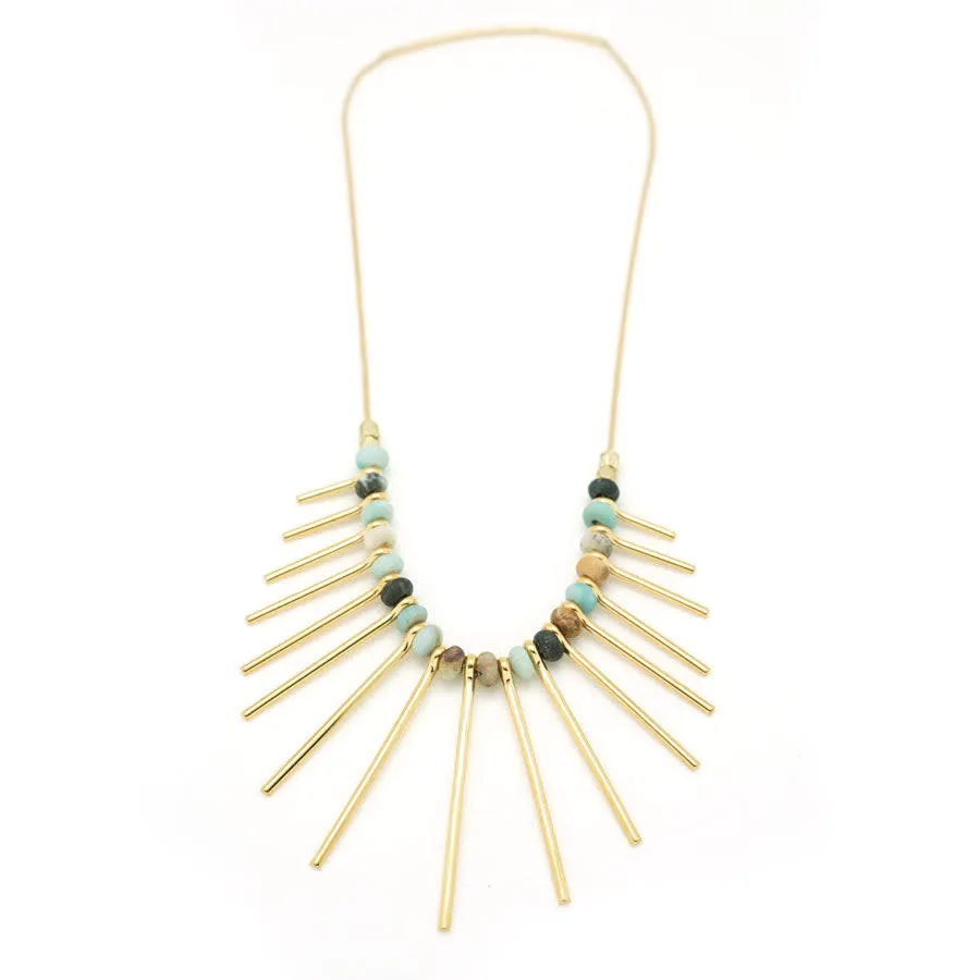 Gemstone Pendant Flare Necklace Kit - Black Gold Amazonite/Gold - Limited Edition