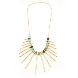 Gemstone Pendant Flare Necklace Kit - Black Gold Amazonite/Gold - Limited Edition