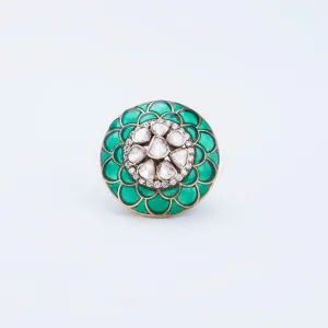 Green Polki Statement Ring