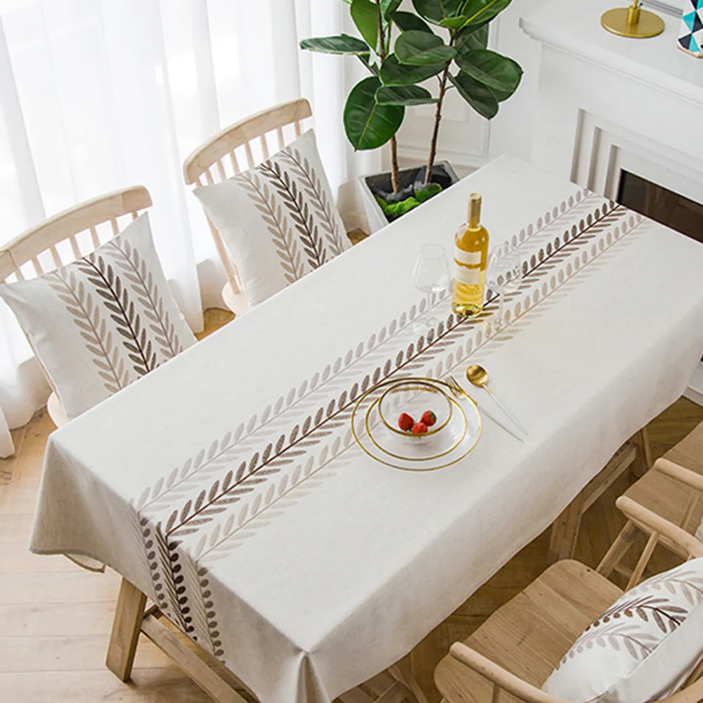 JTory Leaf Linen Waterproof Tablecloth brown (130cm x 180cm)