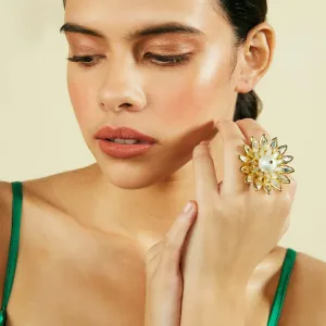 Marquise Mirror Statement Pearl Ring