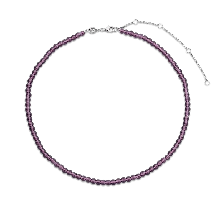 Milano Purple Bead Necklace - Silver - 3916PU/42