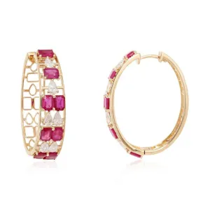 Modern Diamond Hoops Earrings