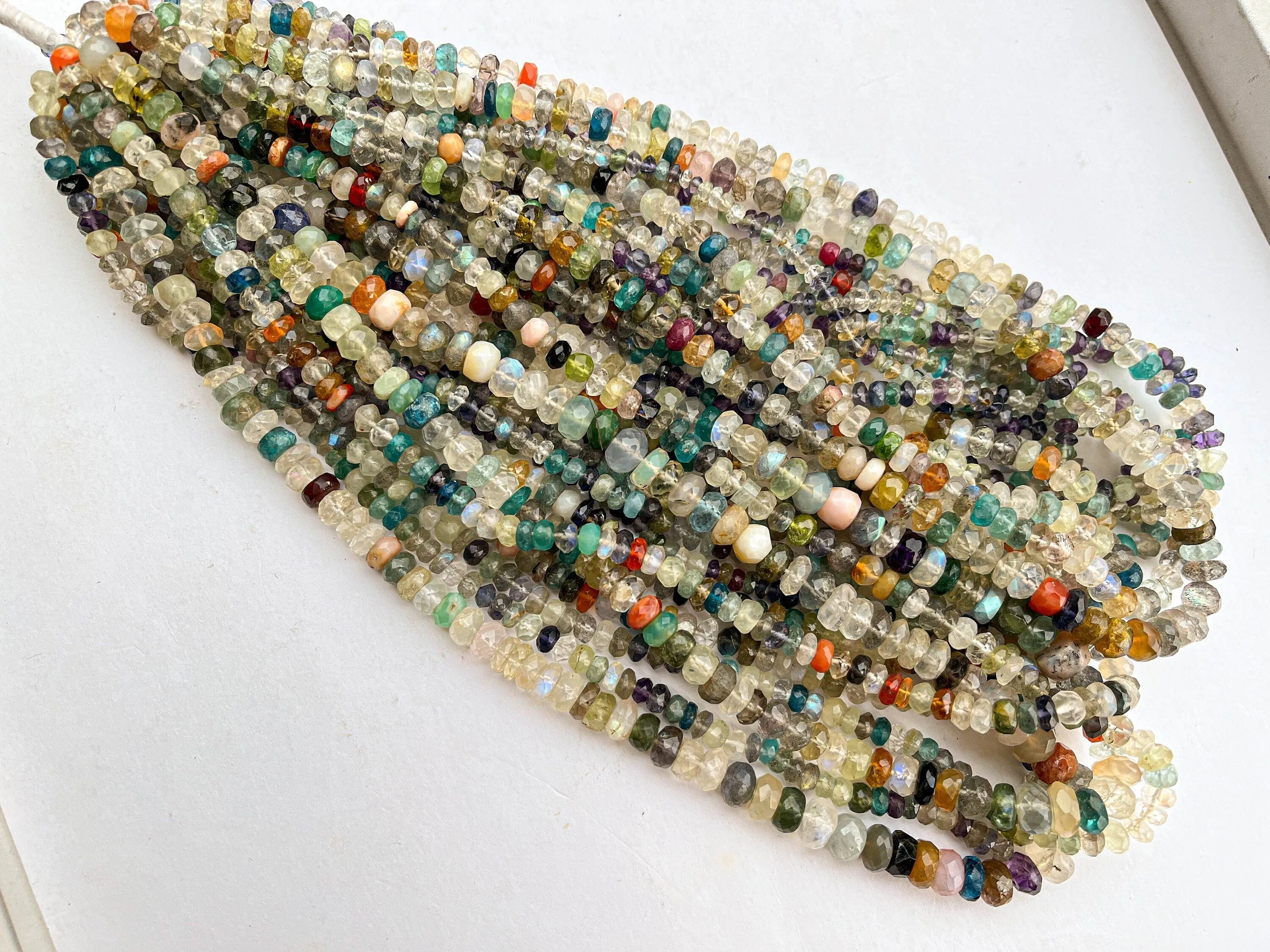 Multi Gemstone Faceted Rondelle Shape Beads