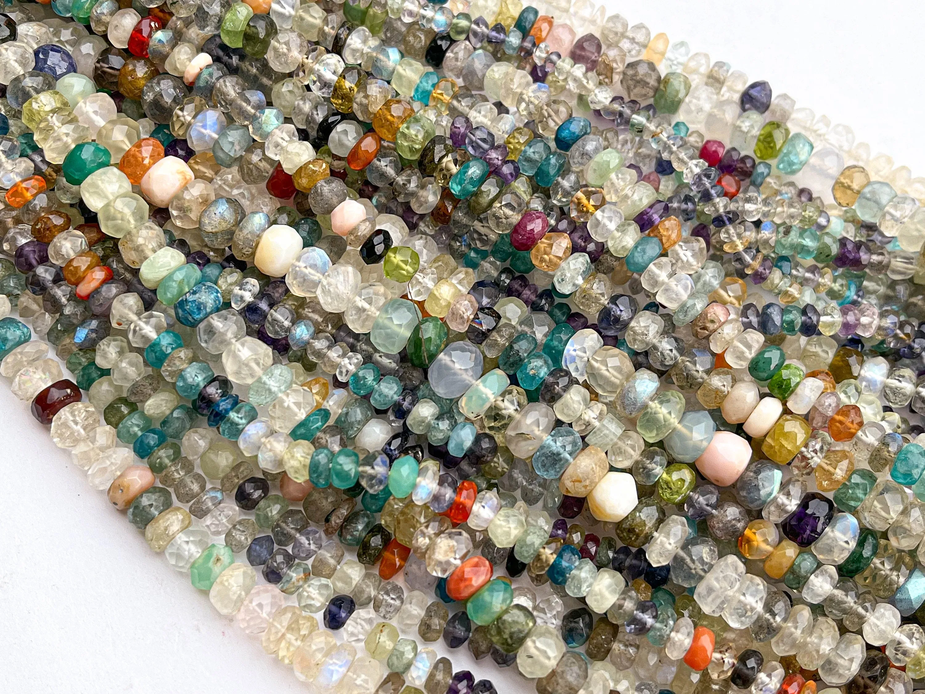Multi Gemstone Faceted Rondelle Shape Beads