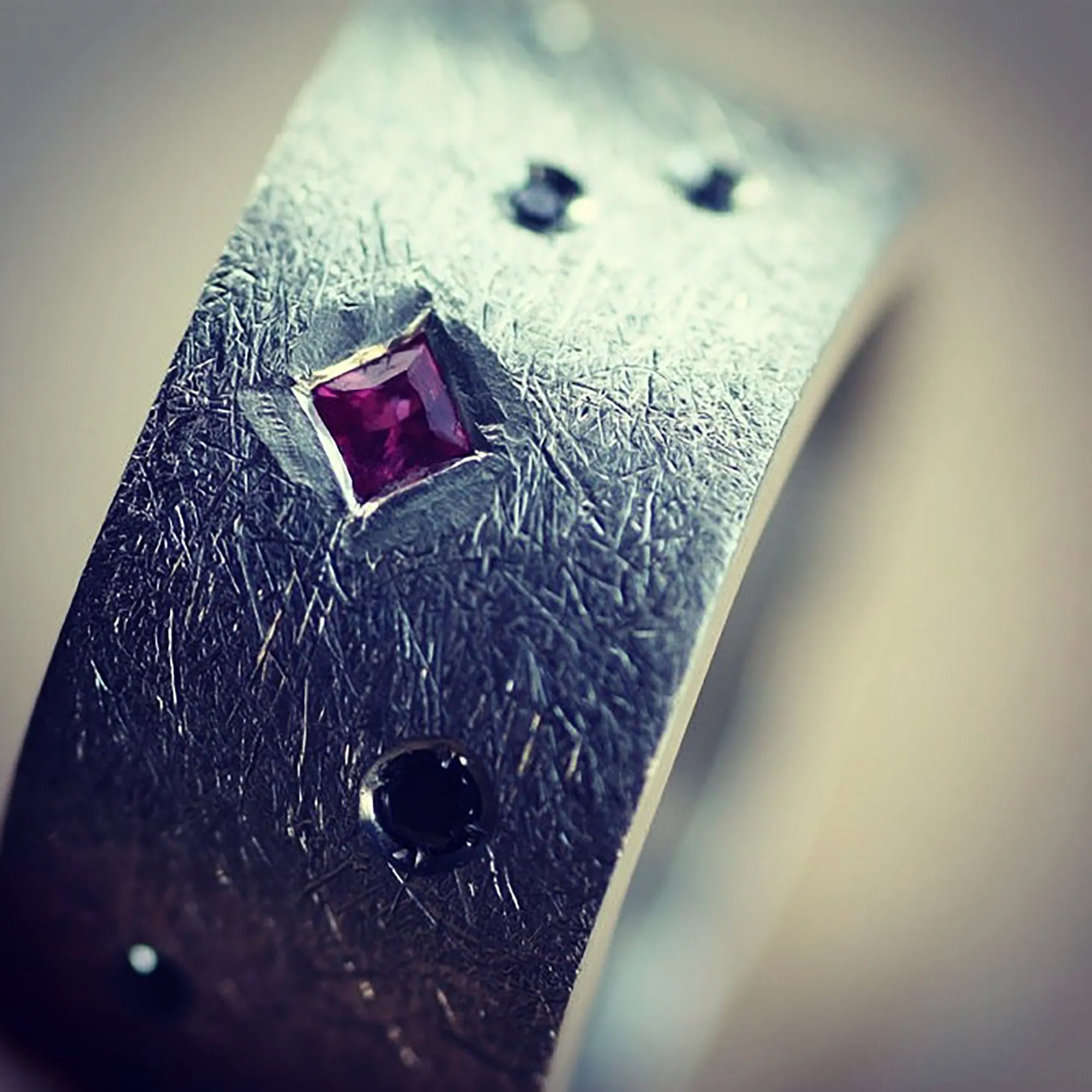 Multi-stone Rings Black Diamonds and Rubies wide band