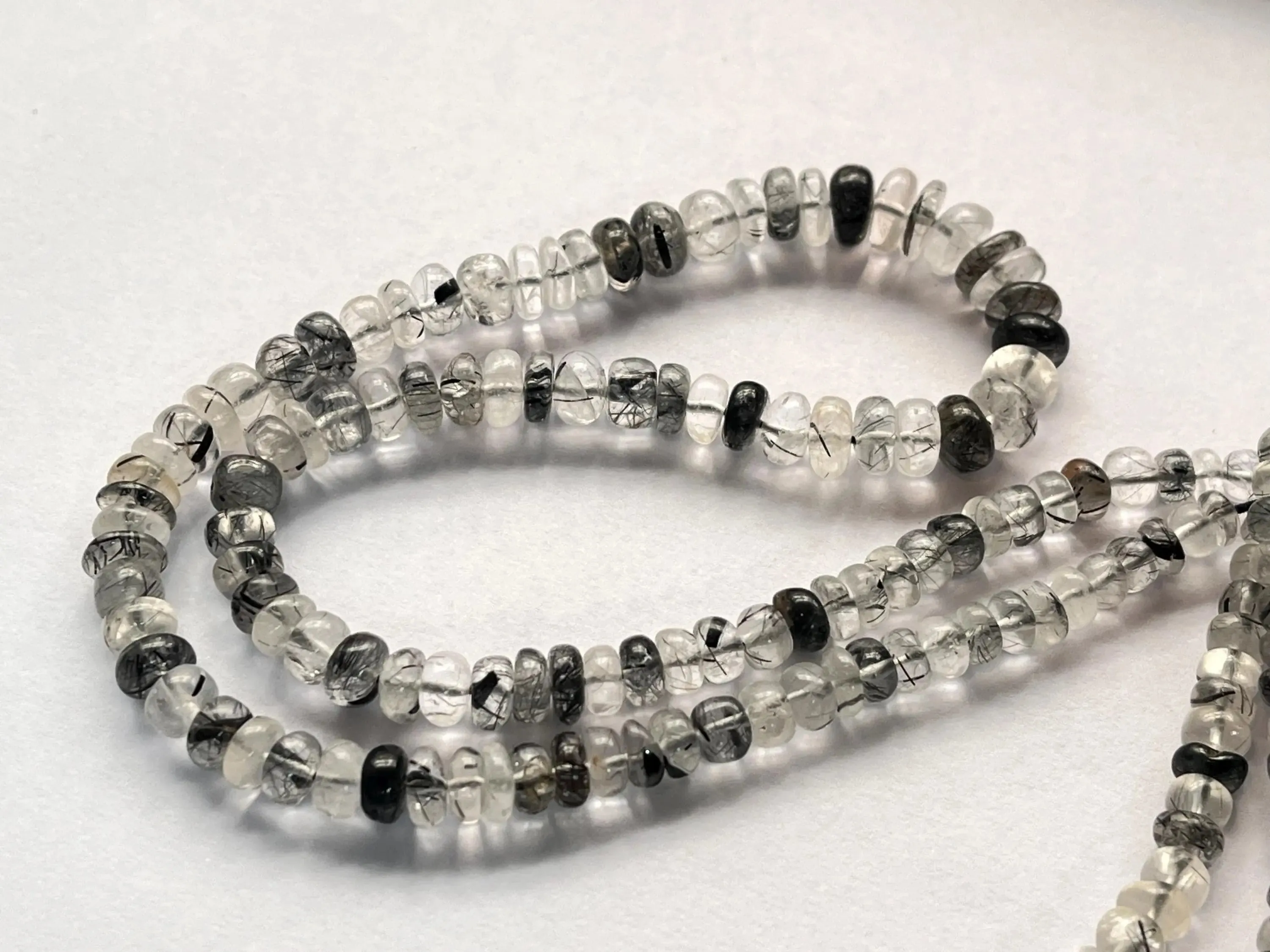 Natural Black Rutile Smooth Rondelle Shape Beads
