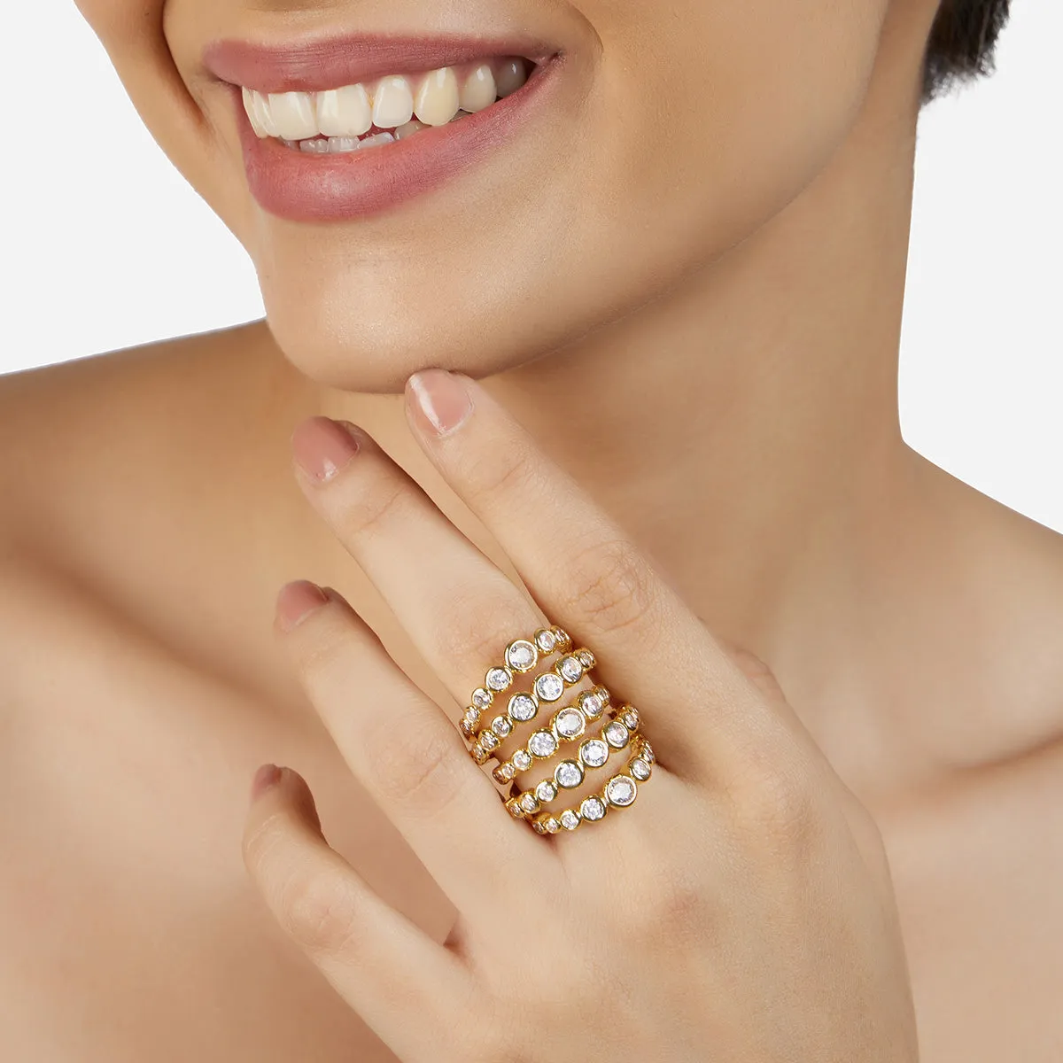 Nazm CZ Multi-band Cocktail Ring