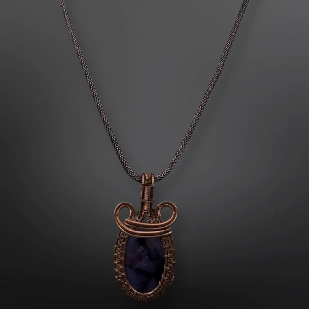 Necklace - Copper wire wrapped, Amethyst
