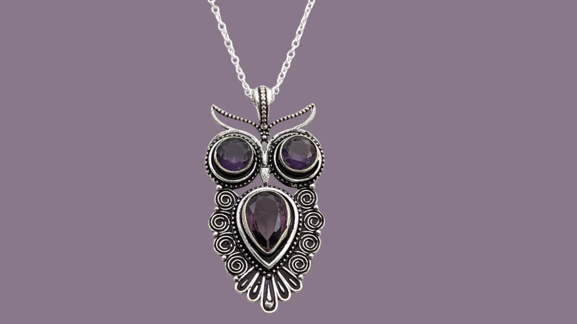 Owl with Amethyst, Necklace