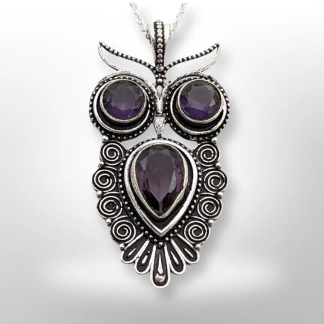 Owl with Amethyst, Necklace