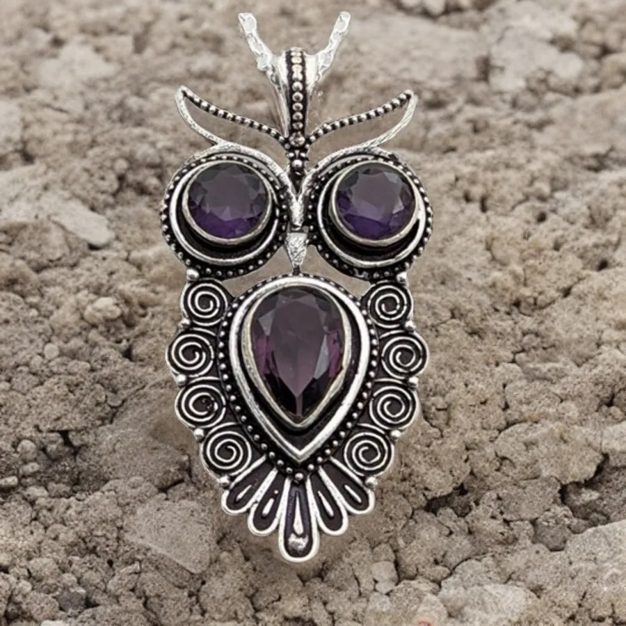 Owl with Amethyst, Necklace