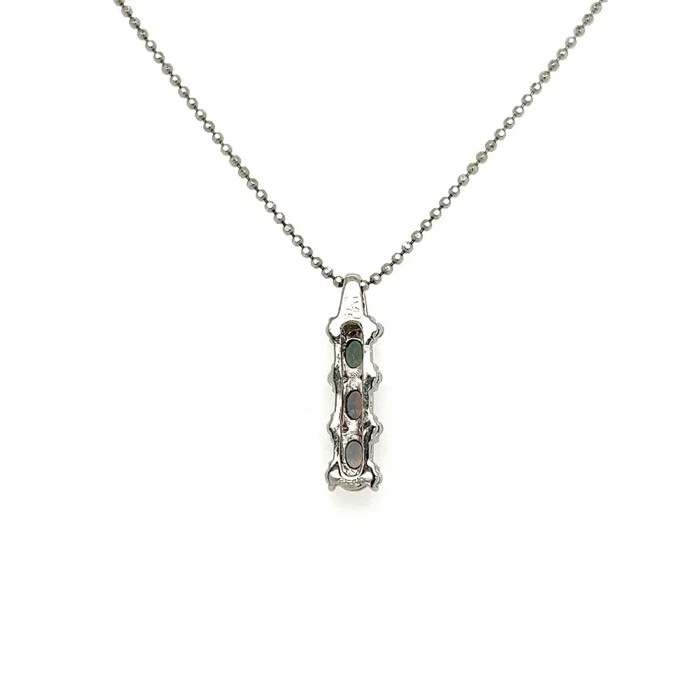 Platinum 3 Alexandrite & Diamond Drop Pendant Necklace 6.4g, 18" Adjustable at Regard Jewelry in Austin, Texas