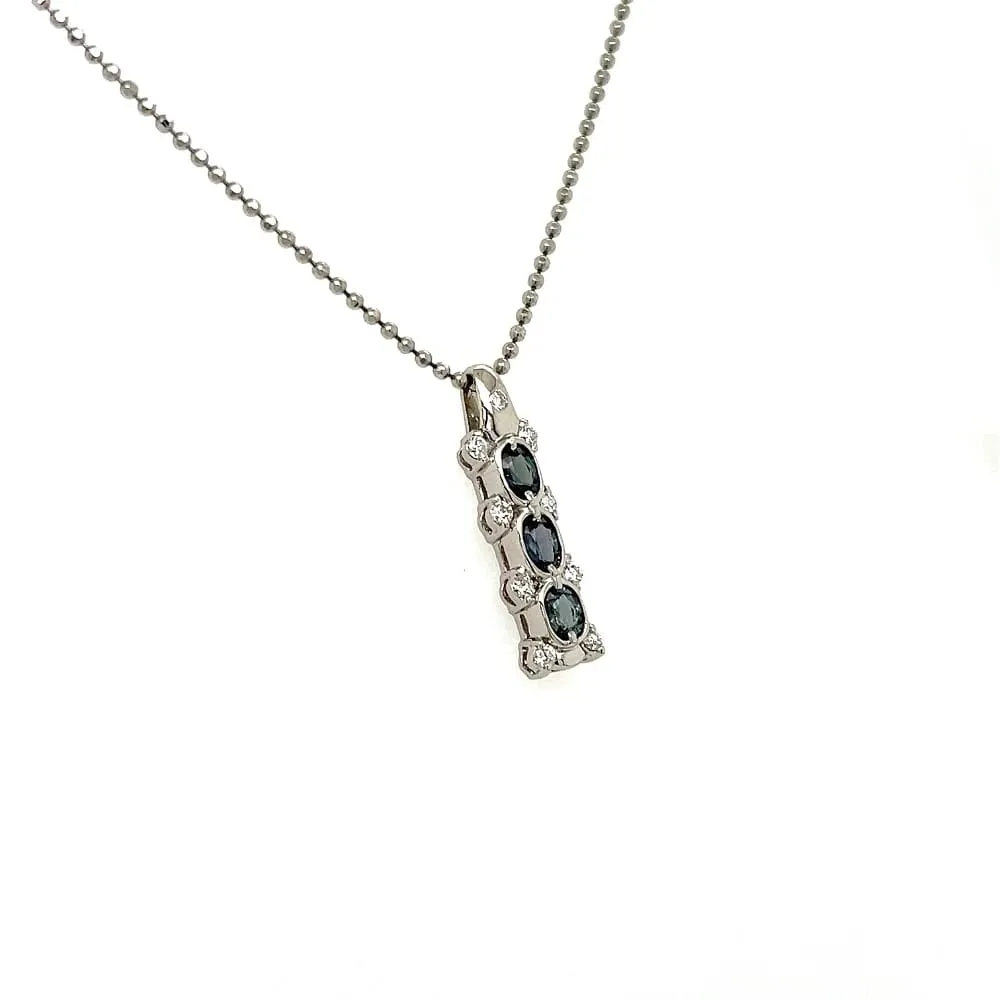 Platinum 3 Alexandrite & Diamond Drop Pendant Necklace 6.4g, 18" Adjustable at Regard Jewelry in Austin, Texas