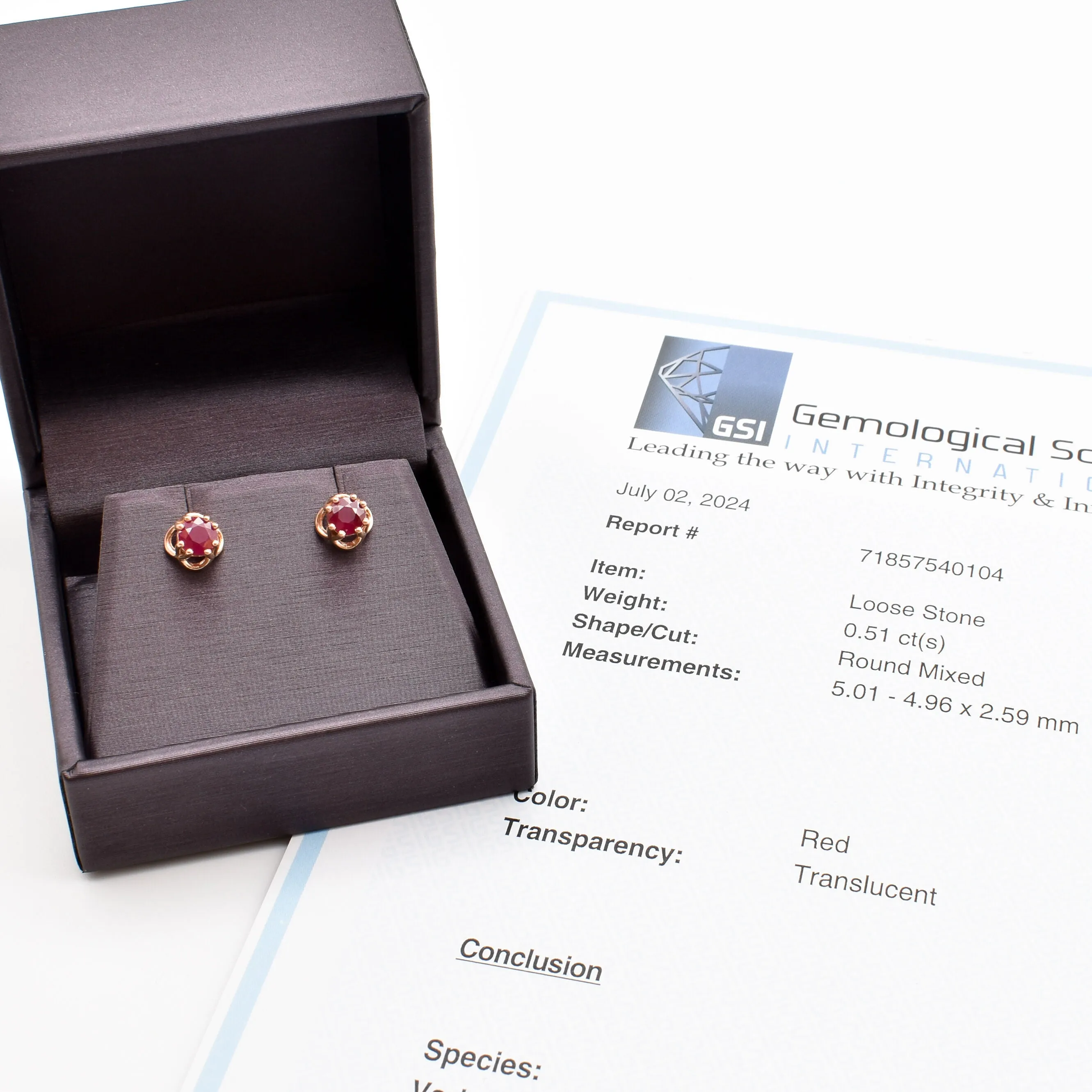 Real Gold Ruby Earrings - Solid Rose Gold Studs - Dainty Red Earrings