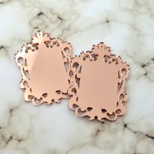 ROSE GOLD FILIGREE Cameos Ornate Rectangle Settings Mirror Laser Cut Acrylic