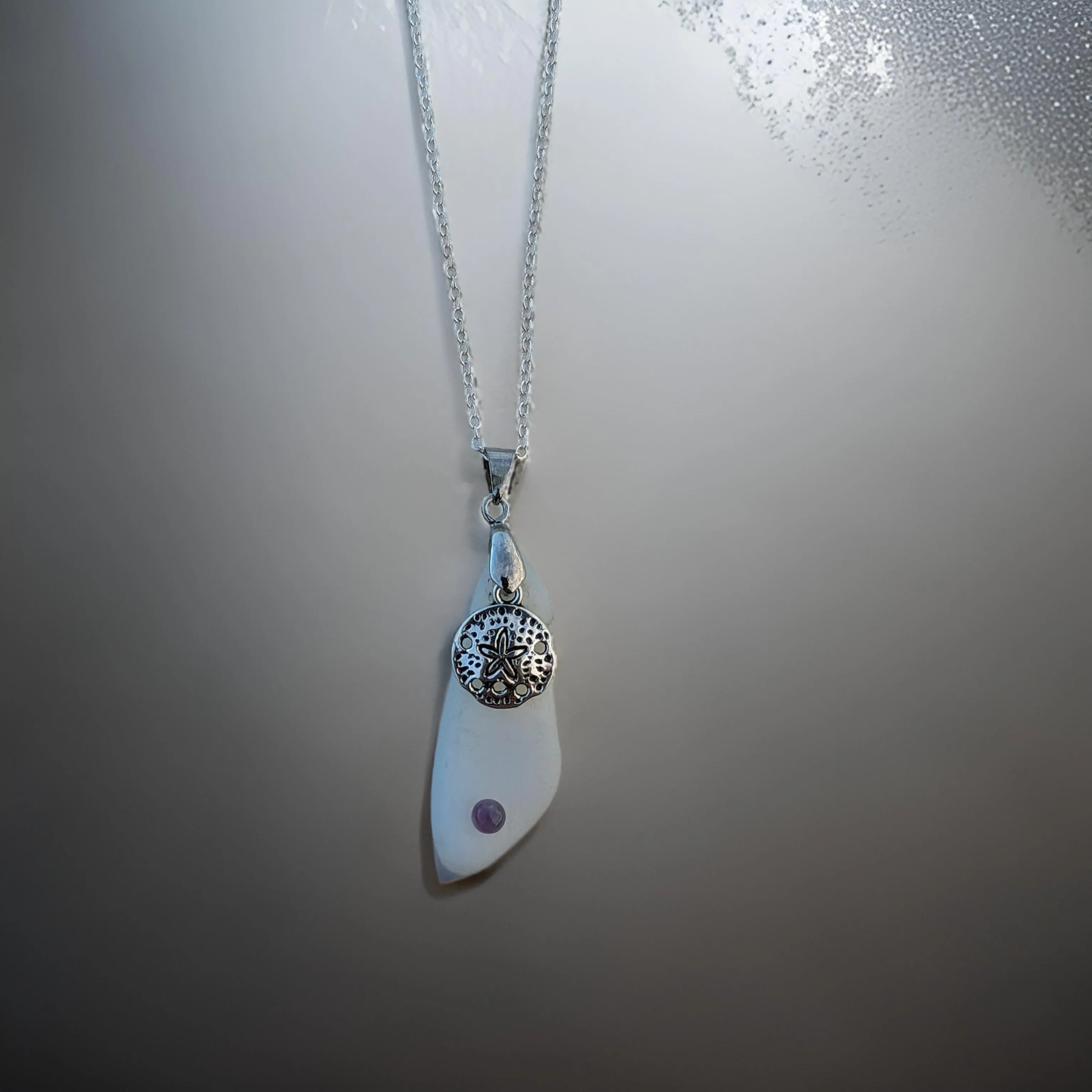 Sea glass - Sand dollar - necklace
