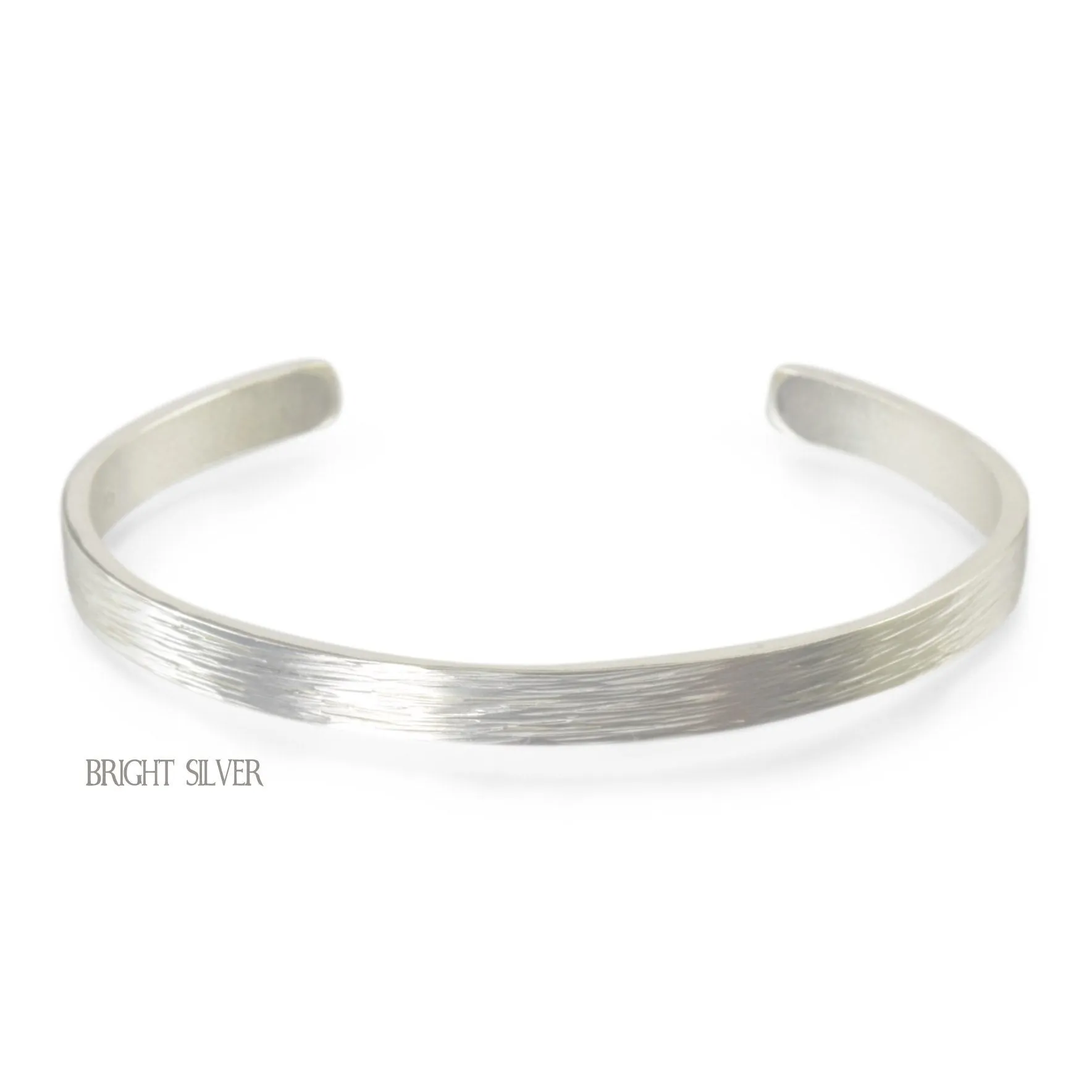 Silver cuff bracelet with wood grain texture, Unisex jewelry