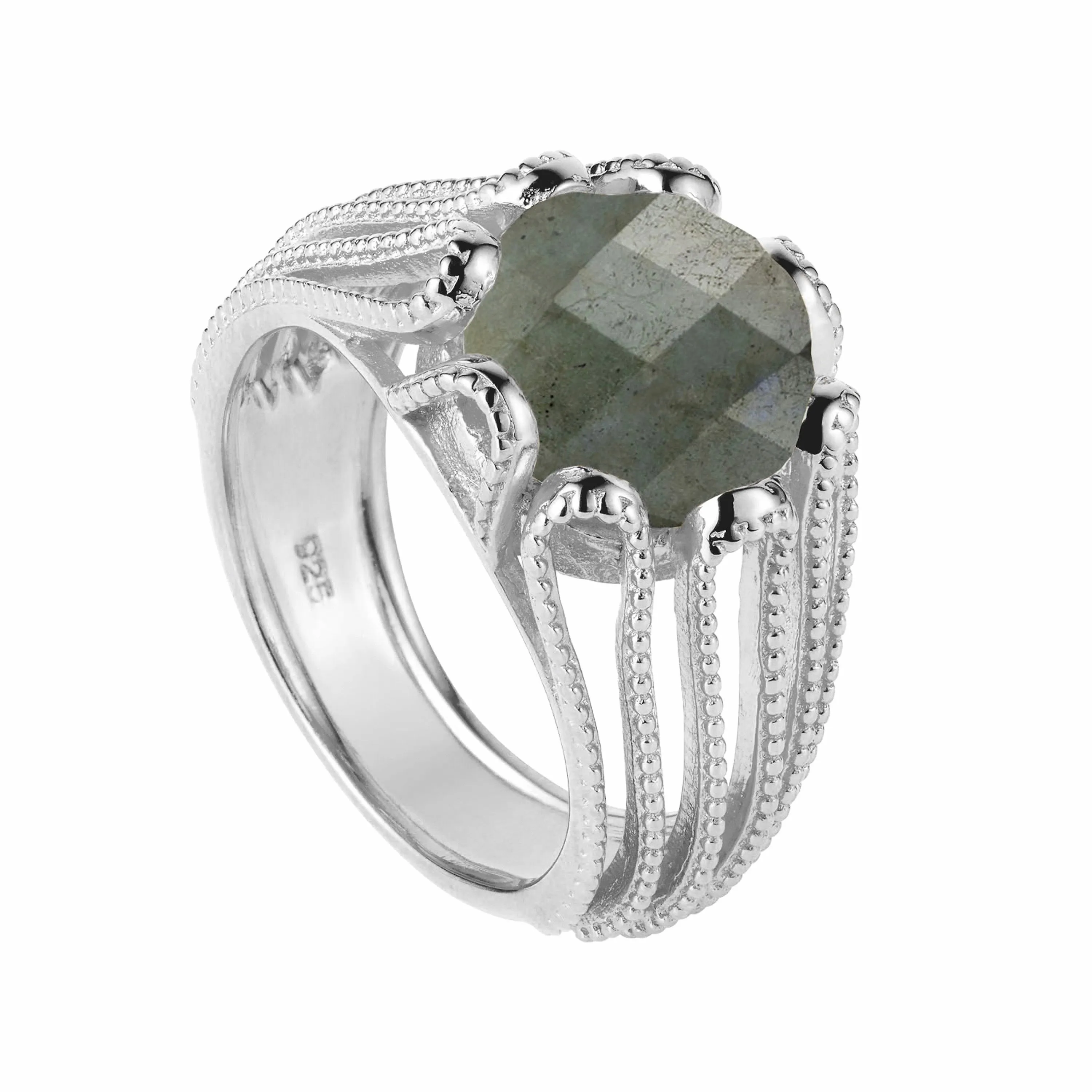 Silver Ring Labradorite Alessia