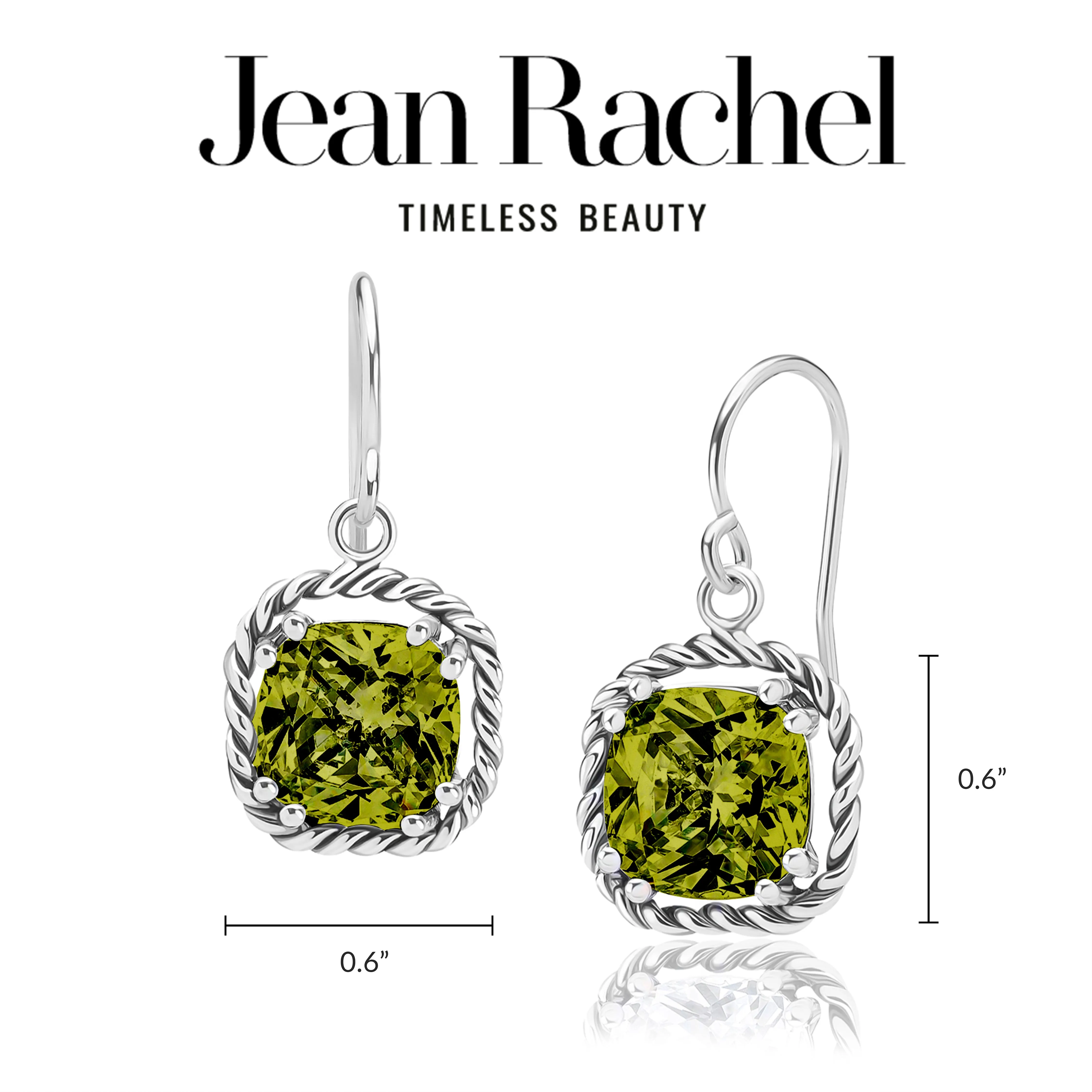 Sterling Silver Peridot CZ Rope Dangle Earrings