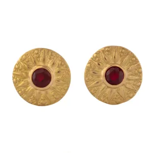 Sunburst Earrings in 18K Gold with Rubies