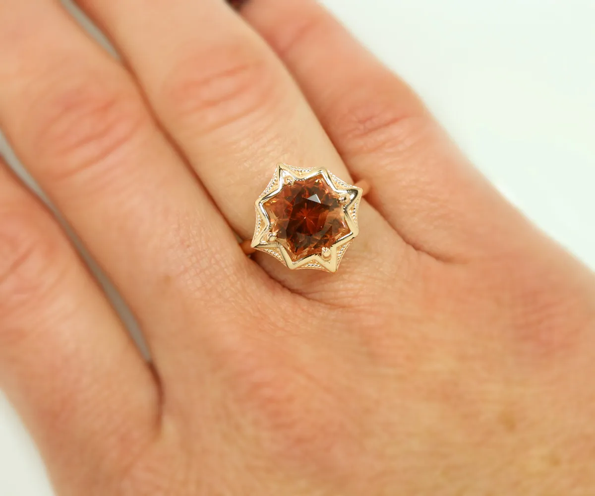 Sunstone Starburst Rose Gold Ring
