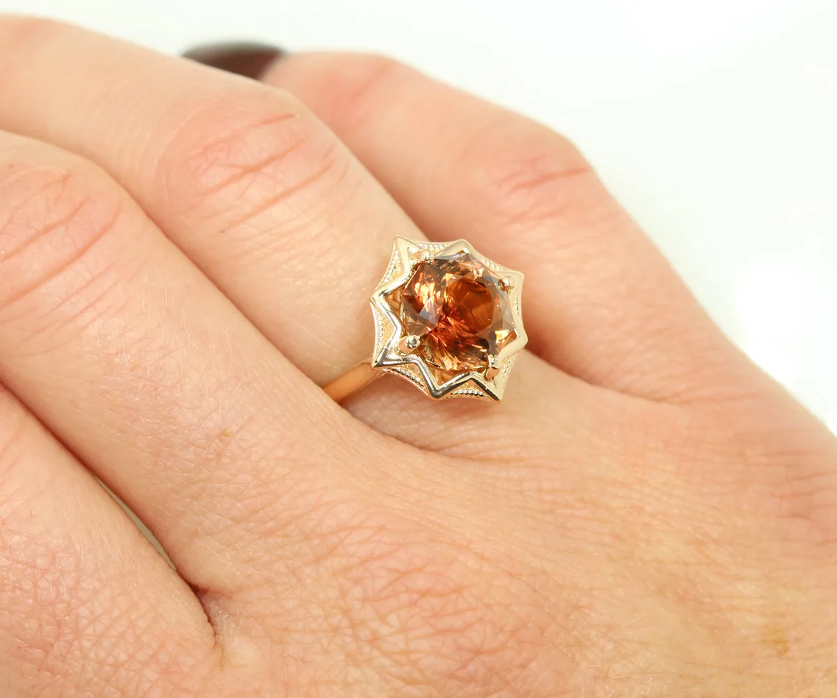 Sunstone Starburst Rose Gold Ring